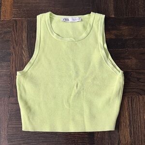 Used Zara Light Green Crop Tank Top Size S